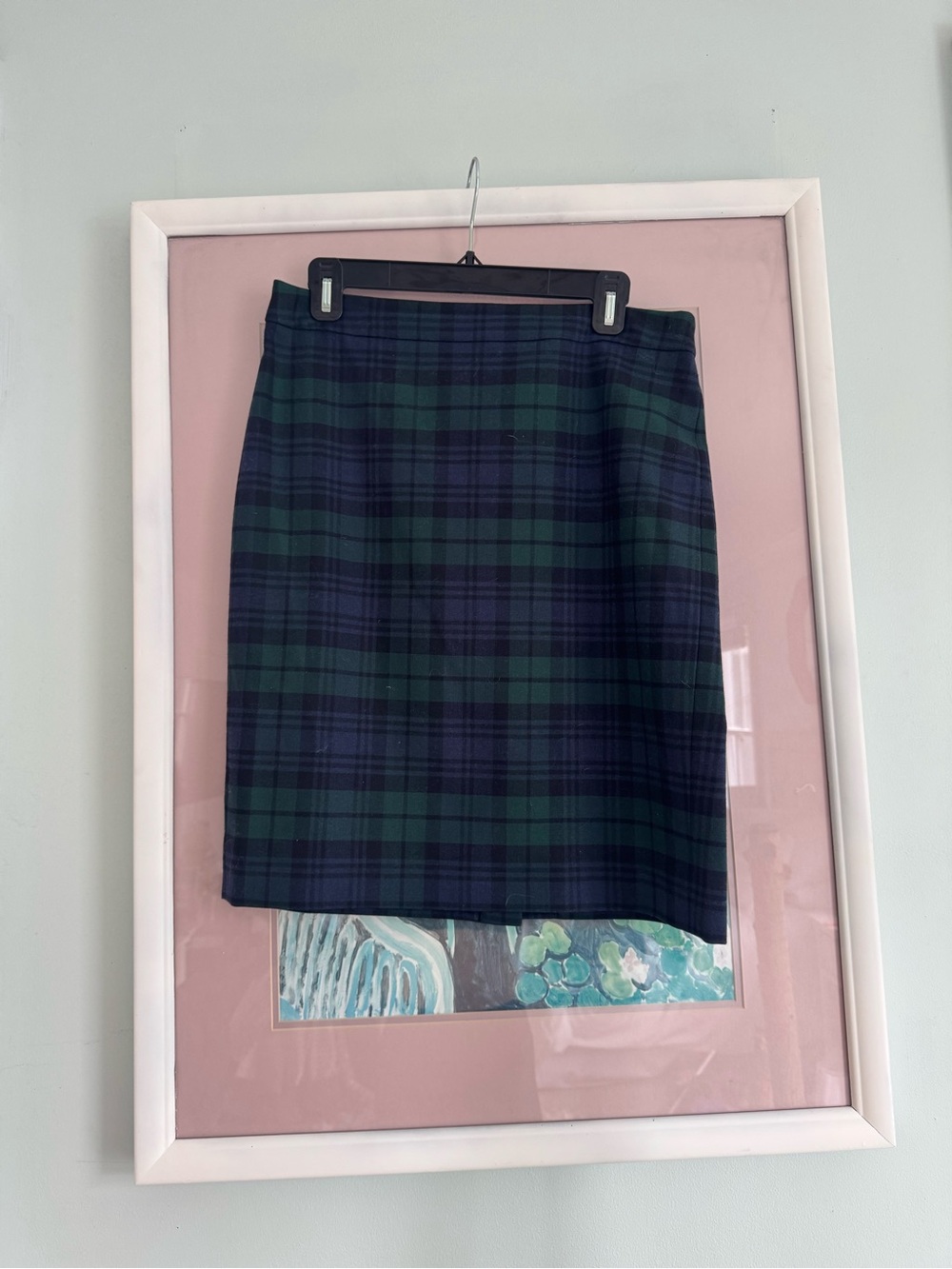 J. Crew Green and Navy Plaid Pencil Skirt